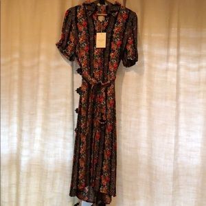 Lexia Dress Flowers Print Striped Black FR36 / US4